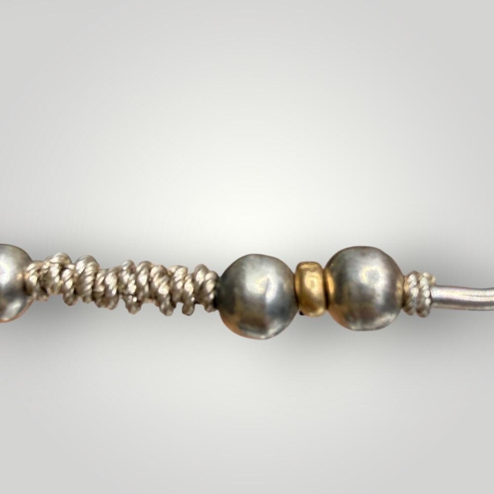 950 Sterling Silver & 14K Gold Beaded Necklace 16 inch, 11.2g - Picture 9 of 15